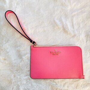 Kate Spade Lucy Small Zip Wristlet Colorblock Pink and Orange Leather